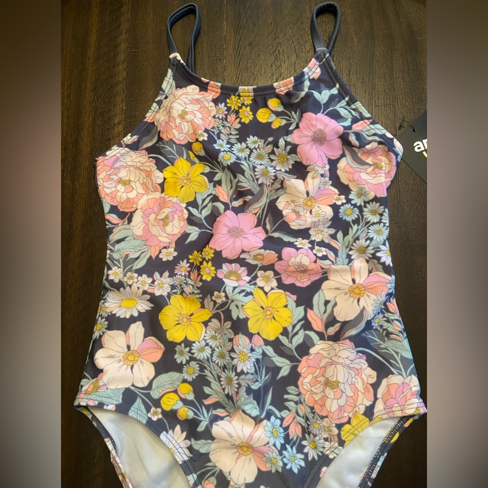 Art Class by Target Girls Medium 7/8 Floral Swimsuit NWT